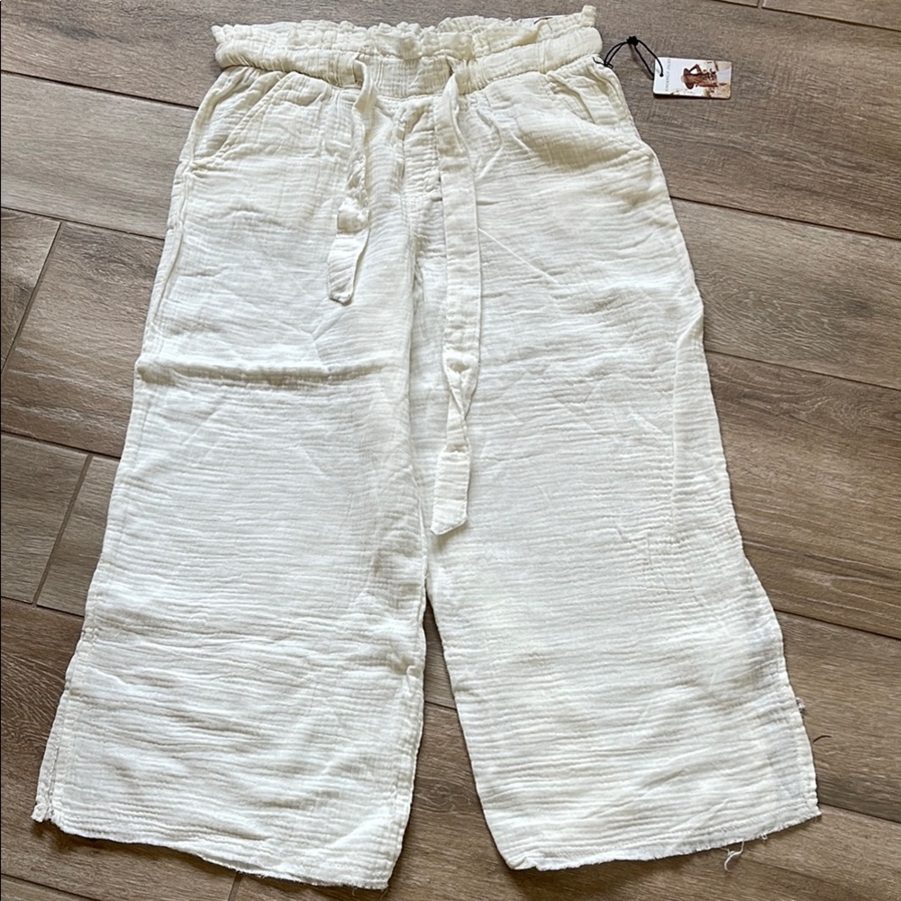 Sincerely Jules Wide Leg Cropped Gauze Pants MEDIUM - Picture 1 of 10